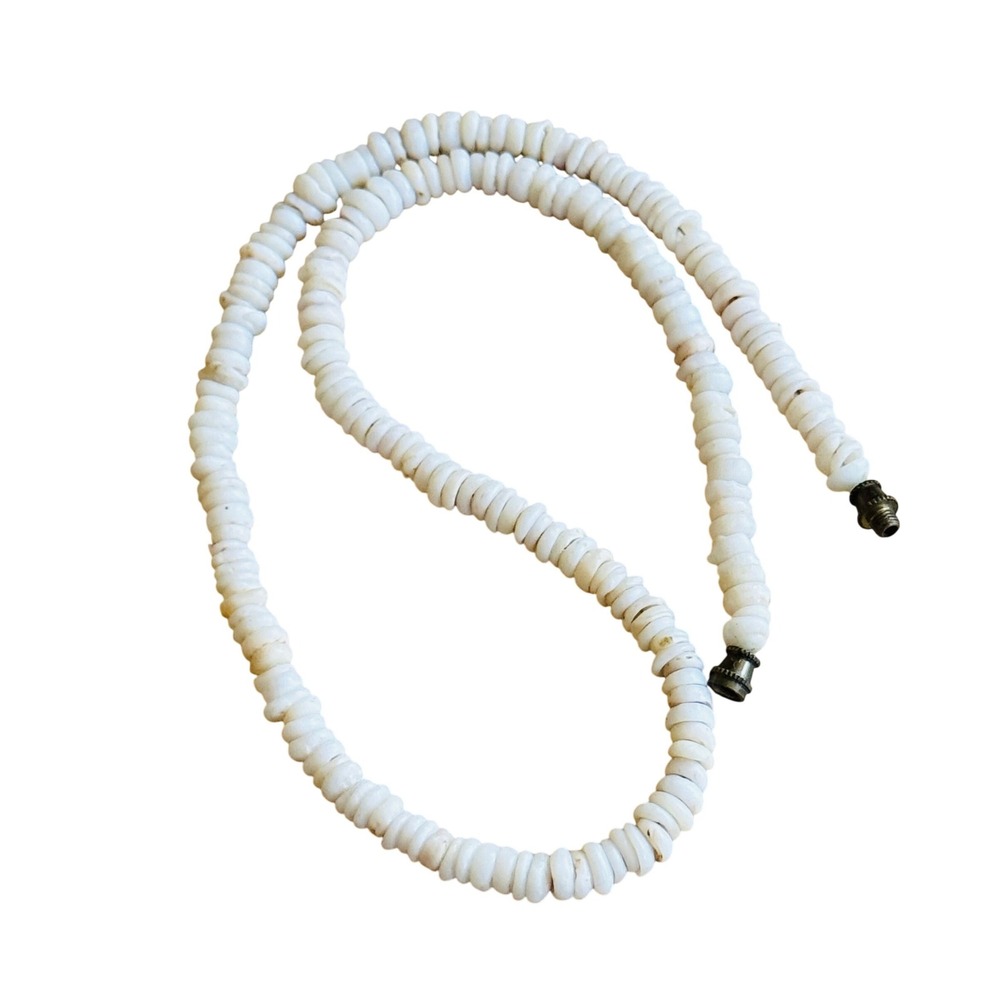 VTG‎ Hawaiian Puka Shell Choker Necklace Surfer 70s 17" Beads 24g Hawaii Groovy